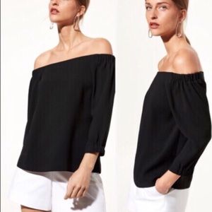 Black Off The Shoulder Long Sleeve Top
